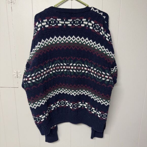 Vtg Eddie Bauer Fair Isle Cotton Holiday Sweater Crewneck USA Made Men XL EUC - Picture 11 of 11